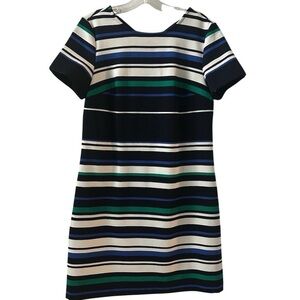 Beige by ECI Women's Striped Knee Length Dress Size M Blue Black White